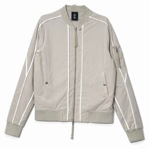 Designer Techwear Bomber Jacket Beige Minimal Zip Mens L Thom Krom Luxury